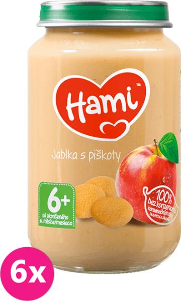 6x HAMI Jablka s piškoty 6+ (190g) – ovocný příkrm - obrázek 1