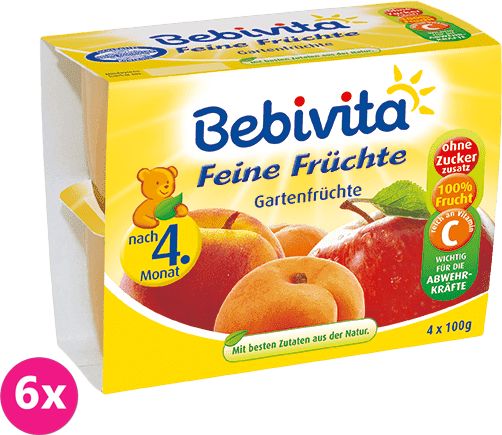 6x BEBIVITA Jemná ovocná směs (4x100 g) – ovocný příkrm - obrázek 1