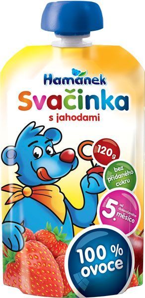 8x HAMÁNEK Svačinka s jahodami (120 g) – ovocná kapsička - obrázek 2