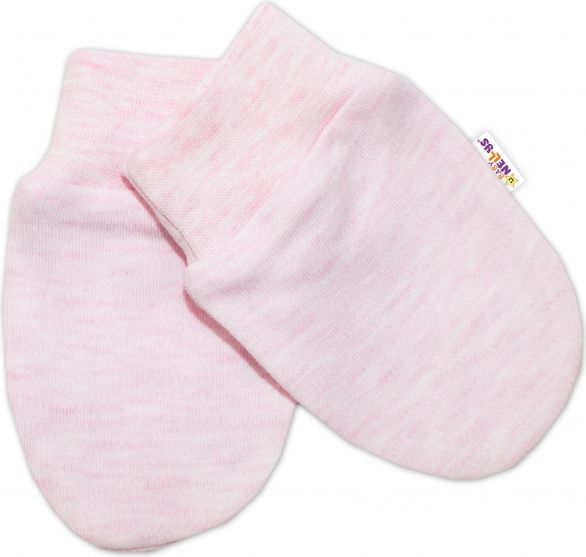 Baby Nellys Kojenecké rukavičky Baby Nellys ® - sv. růžový melírek 56 (1-2m) - obrázek 1