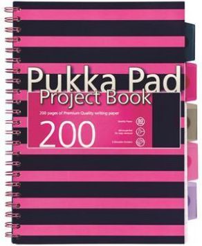 Blok s rozdělovači "Navy project book", A4, růžová, čtverečkovaný, 100 listů, spirálová vazba, PUKKA - obrázek 1