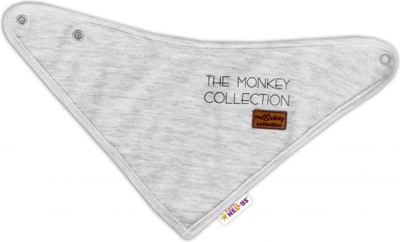 Dětský bavlněný šátek na krk Baby Nellys, Monkey - sv.šedý melírek - obrázek 1