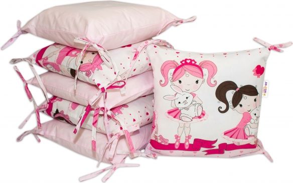 Bavlněný polštářkový mantinel Baby Nellys Princess - růžový - obrázek 1