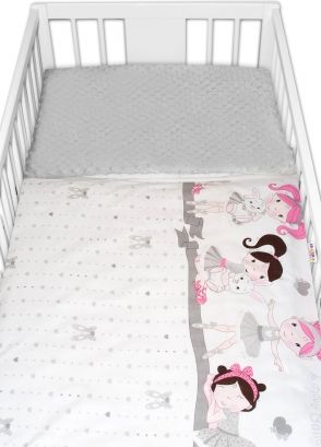 2-dílné bavlněné povlečení s minky Baby Nellys - Princess, šedá/šedá - obrázek 1