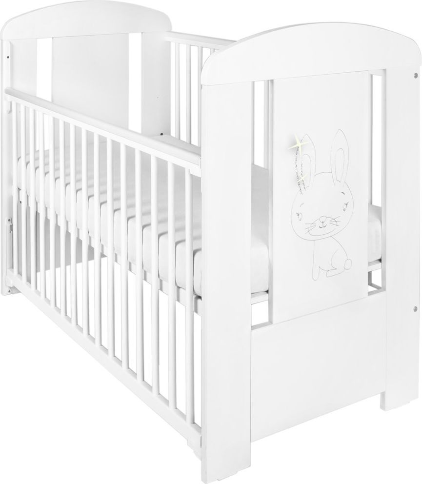 Dětská postýlka New Baby Králíček se stahovací bočnicí bílá - obrázek 1