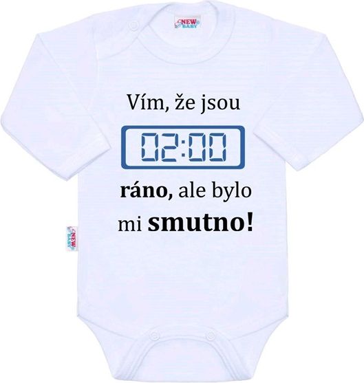 NEW BABY | S potiskem | Body s potiskem New Baby 02:00 ráno | Bílá | 56 (0-3m) - obrázek 1