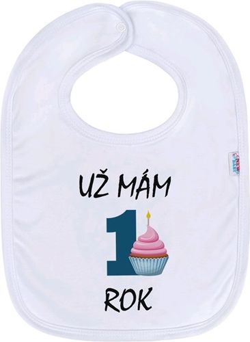 NEW BABY | Nezařazeno | Kojenecký bavlněný bryndák New Baby Už mám 1 rok modrá | Bílá | - obrázek 1