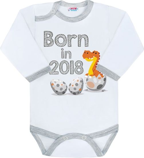 NEW BABY | Nezařazeno | Body s potiskem New Baby Born in 2018 šedo-bílé | Šedá | 86 (12-18m) - obrázek 1