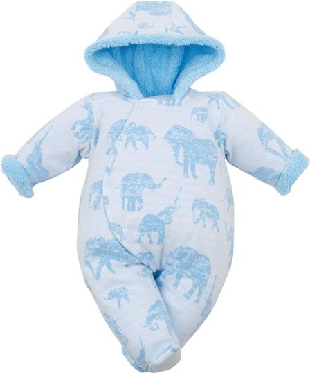BABY SERVICE | Baby Service Sloni | Zimní kojenecká kombinéza s kapucí Baby Service Sloni modrá | Modrá | 68 (4-6m) - obrázek 1
