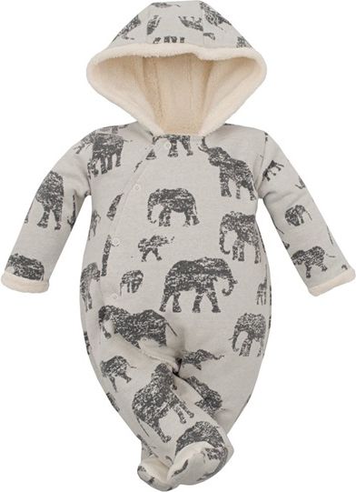 BABY SERVICE | Baby Service Sloni | Zimní kojenecká kombinéza s kapucí Baby Service Sloni šedá | Šedá | 74 (6-9m) - obrázek 1