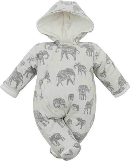 BABY SERVICE | Baby Service Sloni | Zateplená kojenecká kombinéza s kapucí Baby Service Sloni šedá | Šedá | 68 (4-6m) - obrázek 1