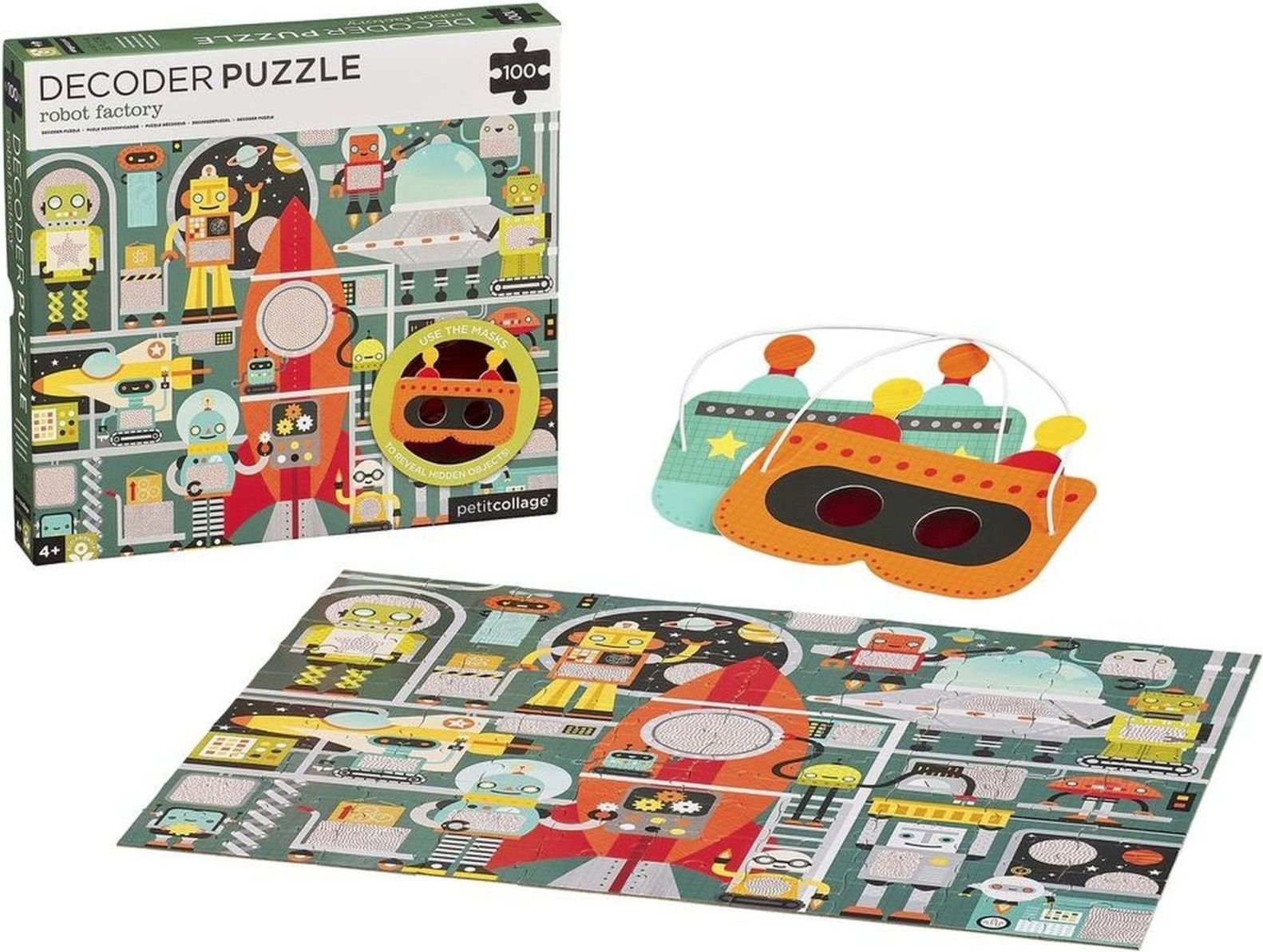 Petit Collage Decoder Puzzle - Robot Factory uni - obrázek 1