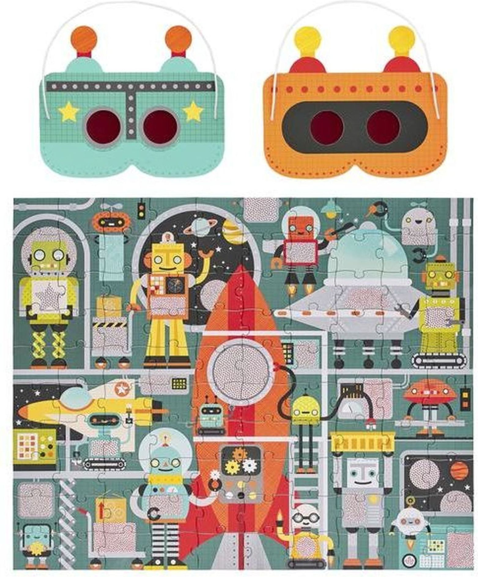 Petit Collage Decoder Puzzle - Robot Factory uni - obrázek 2