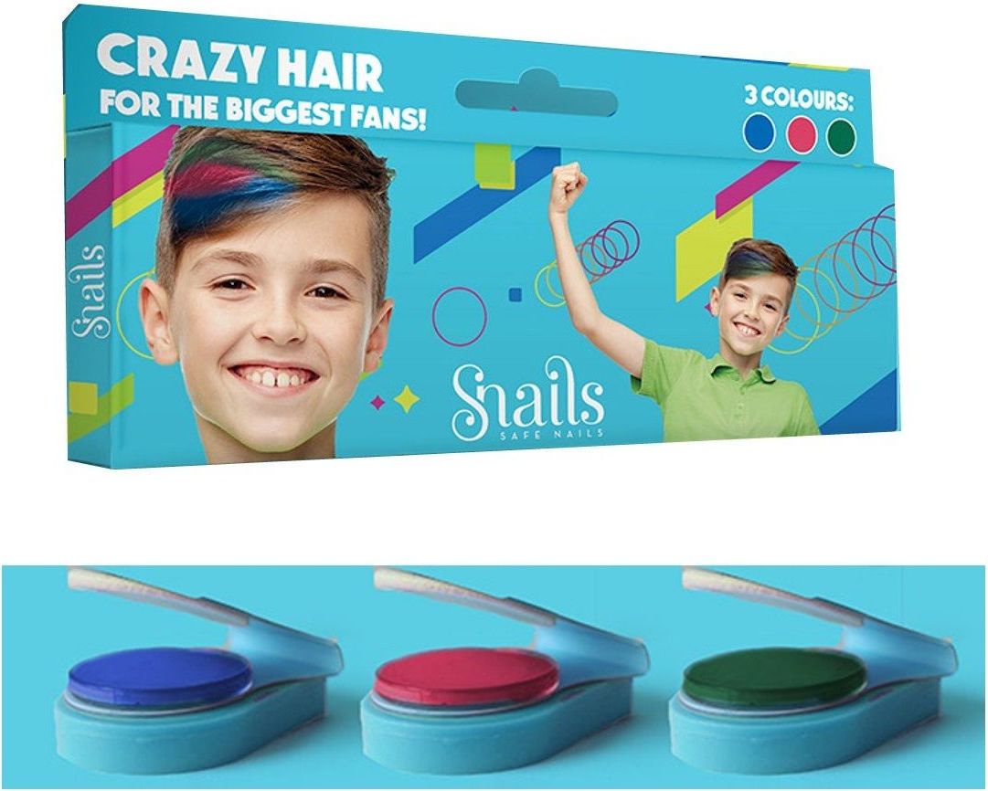 Dětské barevné křídy na vlasy Snails pro kluky (3 ks) uni - obrázek 1