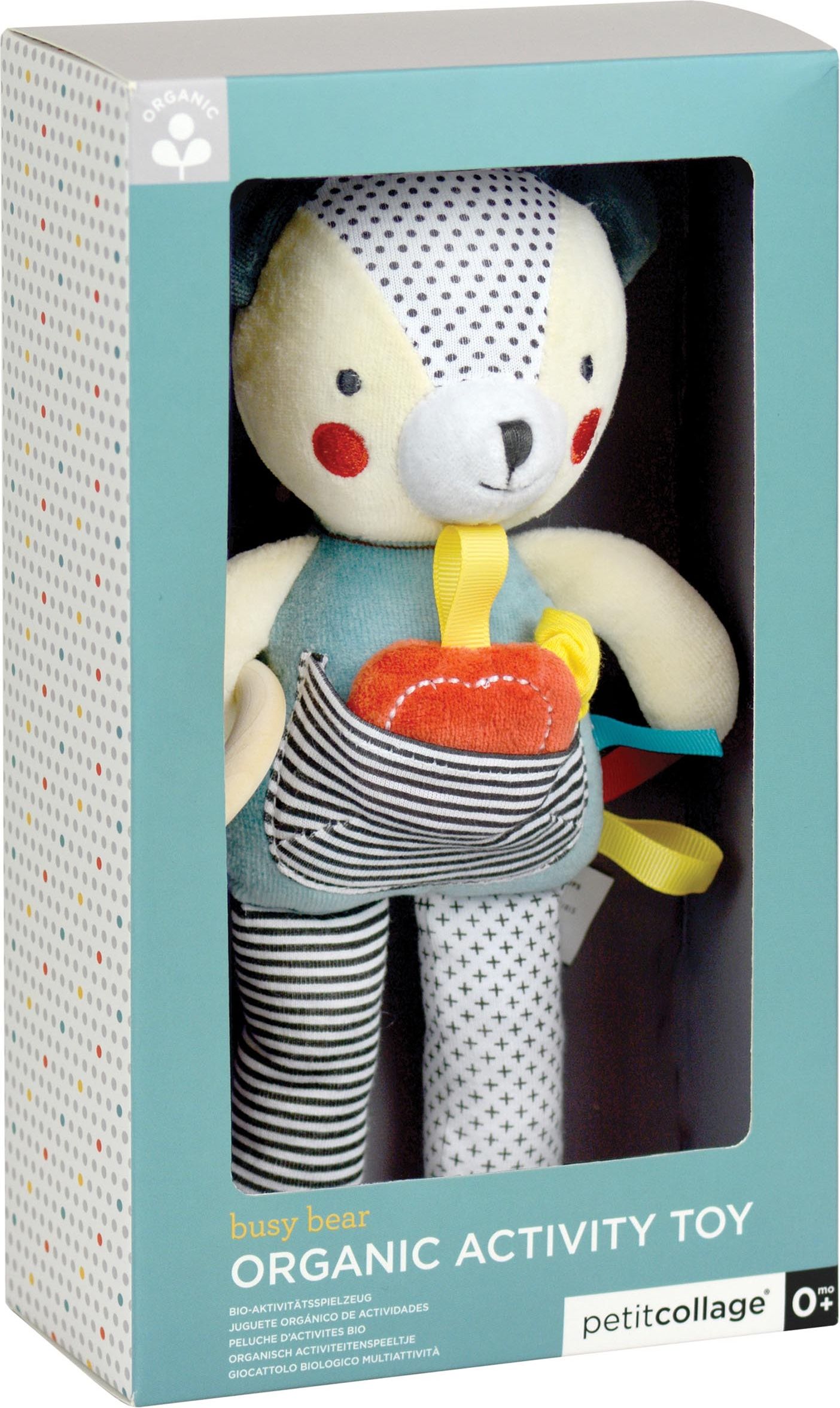 Petit Collage Organic Activity Toy Bear uni - obrázek 2