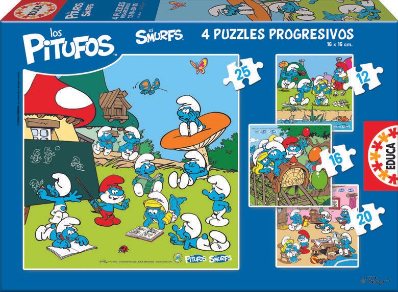 Puzzle Šmoulové 4v1 12,16,20,25 dílků - obrázek 1