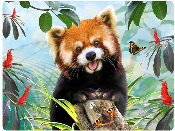 3D POHLEDNICE - Panda Červená - obrázek 1