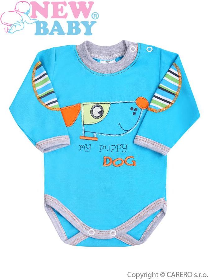 Tyrkysové kojenecké body s dlouhým rukávem vel. 86 New Baby Puppik - obrázek 1