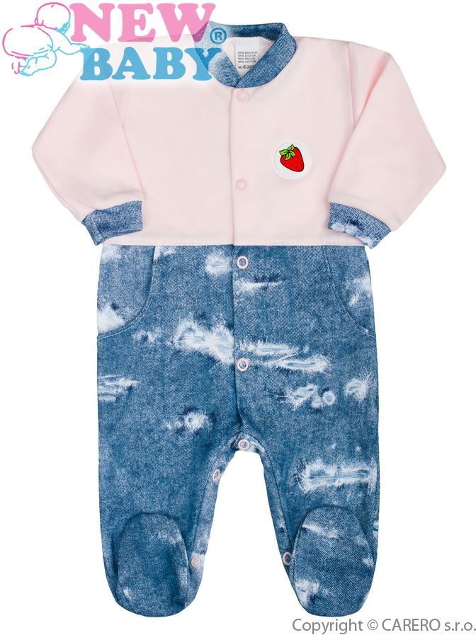 Kojenecký overal New Baby Light Jeansbaby růžový Růžová 68 (4-6m) - obrázek 1