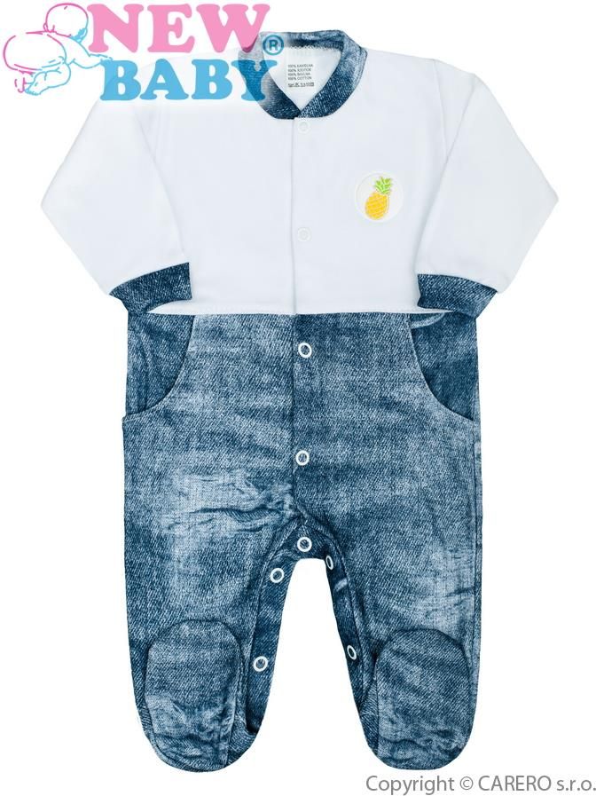 Kojenecký overal New Baby Dark Jeansbaby bílý Bílá 56 (0-3m) - obrázek 1