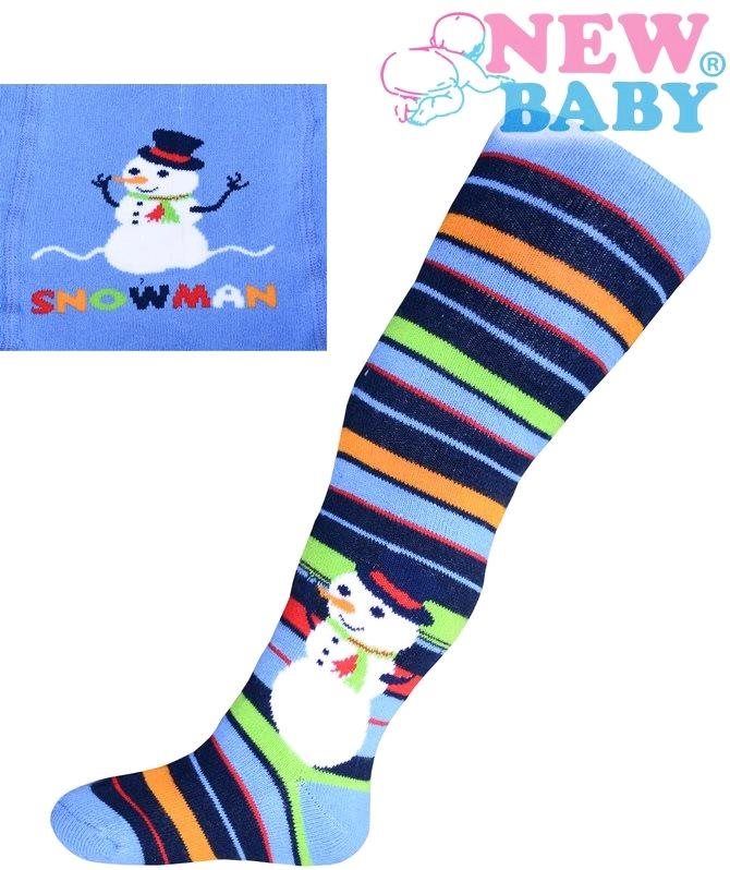 Froté punčocháčky New Baby modré se sněhulákem Modrá 92 (18-24m) - obrázek 1
