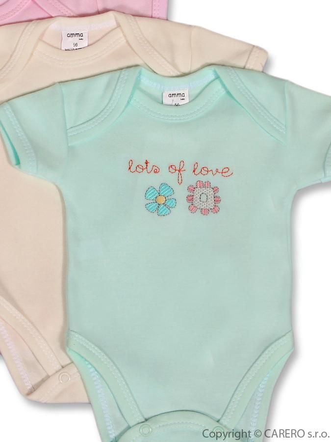 Kojenecké body s krátkým rukávem vel. 80 Amma Flower - 5 ks - obrázek 2