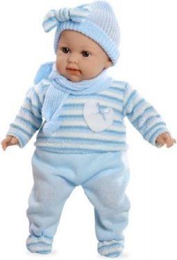 Panenka/miminko vonící 45cm modré šaty plačící měkké tělo na baterie - obrázek 1