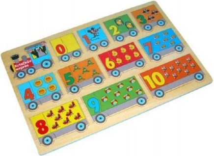 Skládačka/Vkládačka vláček - Krtek 45x30cm dřevo 23ks - obrázek 1