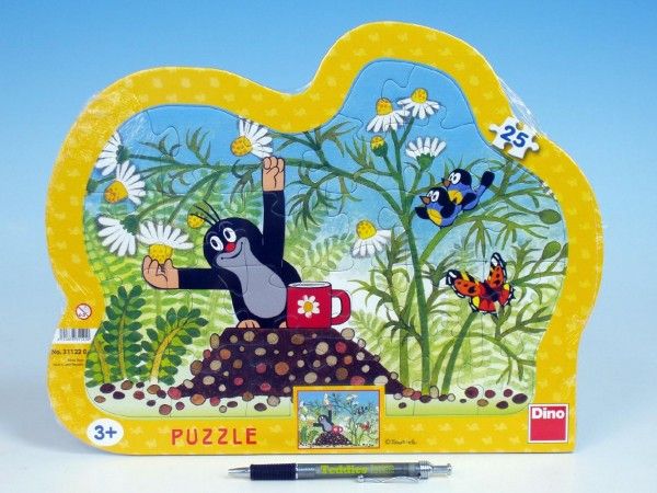 Puzzle deskové Krtek s hrníčkem kontura 36x28cm 25 dílků - obrázek 1