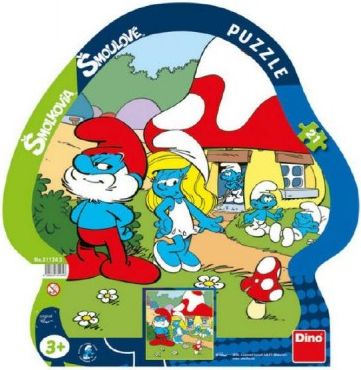 Puzzle Šmoulové volný den kontura 28x28cm 21 dílků - obrázek 1