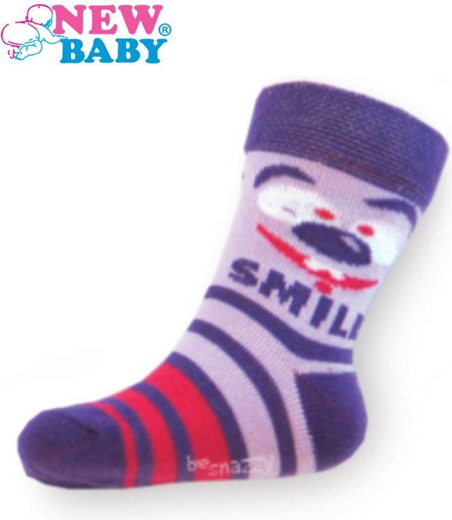 Dětské bavlněné ponožky New Baby fialové s pruhy smile Fialová 116 (5-6 let) - obrázek 1