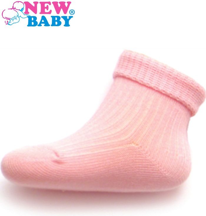 Kojenecké pruhované ponožky New Baby světle růžové Světle růžová 80 (9-12m) - obrázek 1