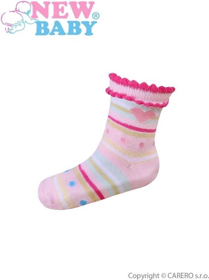 Kojenecké bavlněné ponožky New Baby růžové s puntíky Růžová 62 (3-6m) - obrázek 1