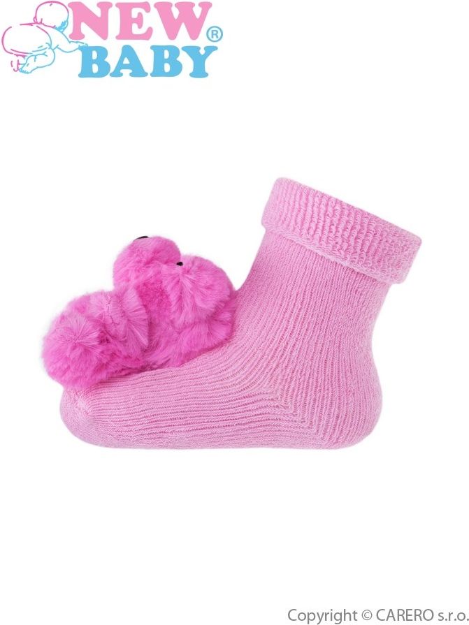 Kojenecké ponožky s chrastítkem New Baby růžové Růžová 62 (3-6m) - obrázek 1