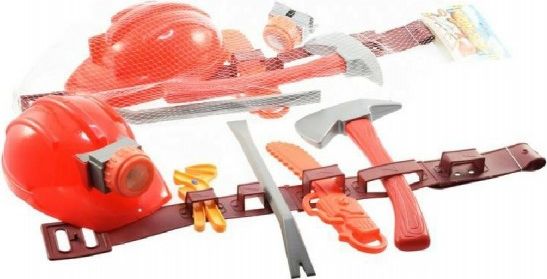 Nářadí plast 7ks s opaskem a přilbou se světlem na baterie - obrázek 1