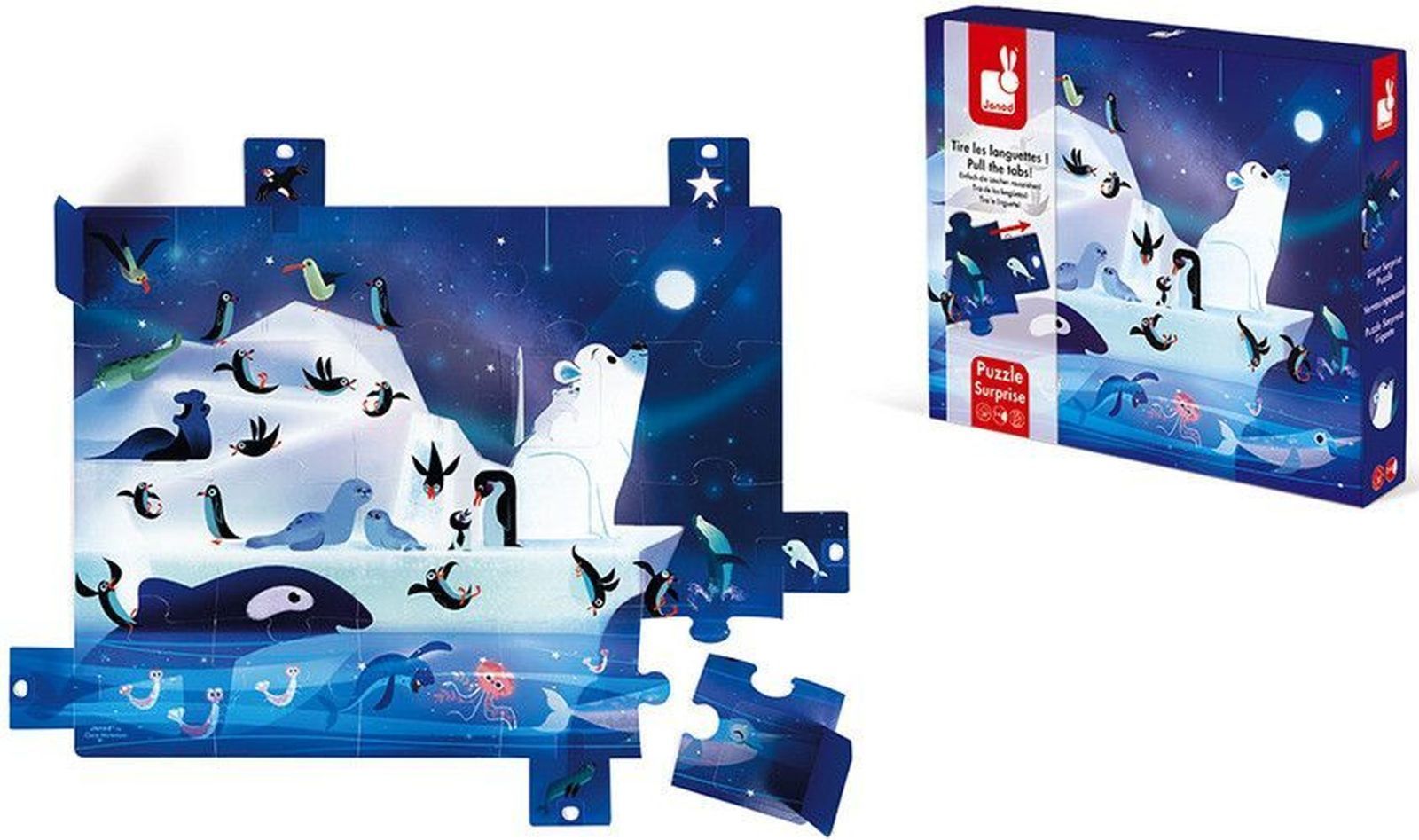 Dětské puzzle Janod s překvapením - Antarktida uni - obrázek 1