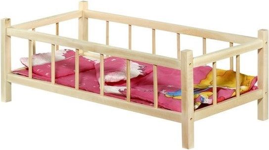 Postýlka pro panenky dřevěná 60 cm - červená - obrázek 1