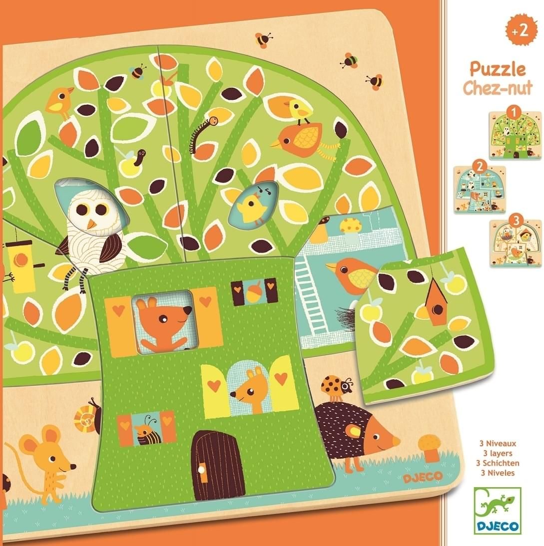 Djeco Třívrstvé puzzle Veverčí domeček uni