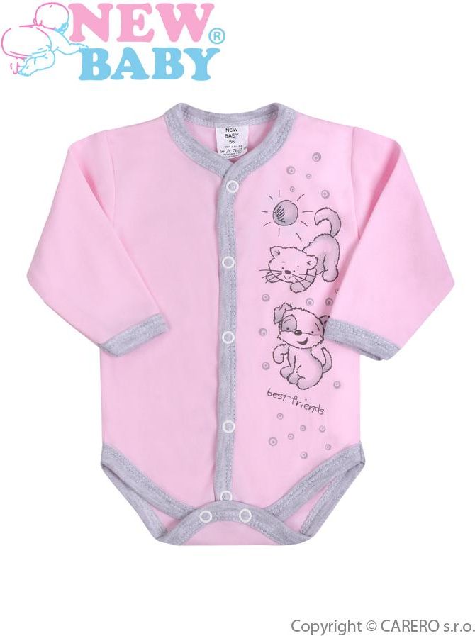 Kojenecké body s dlouhým rukávem vel. 68 New Baby Kamarádi růžové - obrázek 1