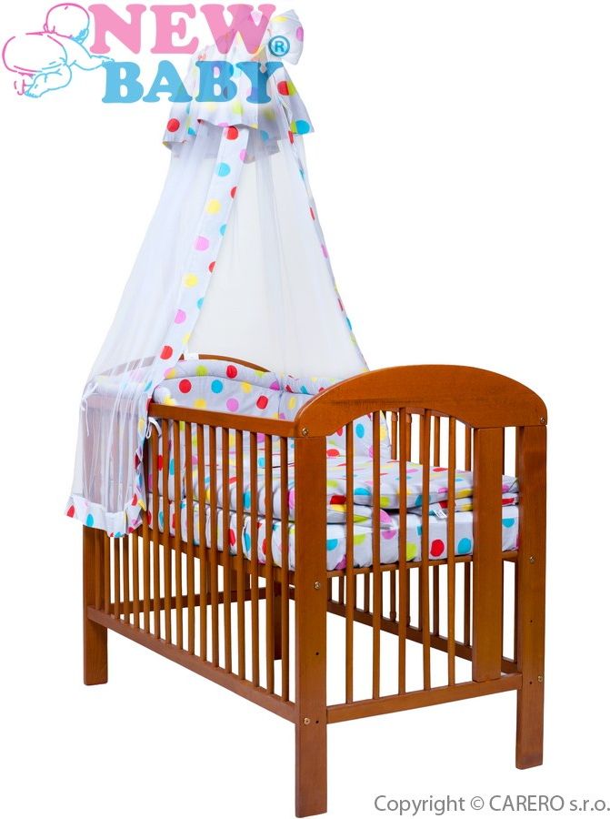 7-dílné ložní povlečení New Baby 90/120 cm + držák na nebesa puntíky šedé Šedá 90/120 cm - obrázek 1