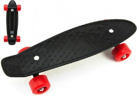 Skateboard - pennyboard 43cm, nosnost 60kg plastové osy, černá, červená kola - obrázek 1