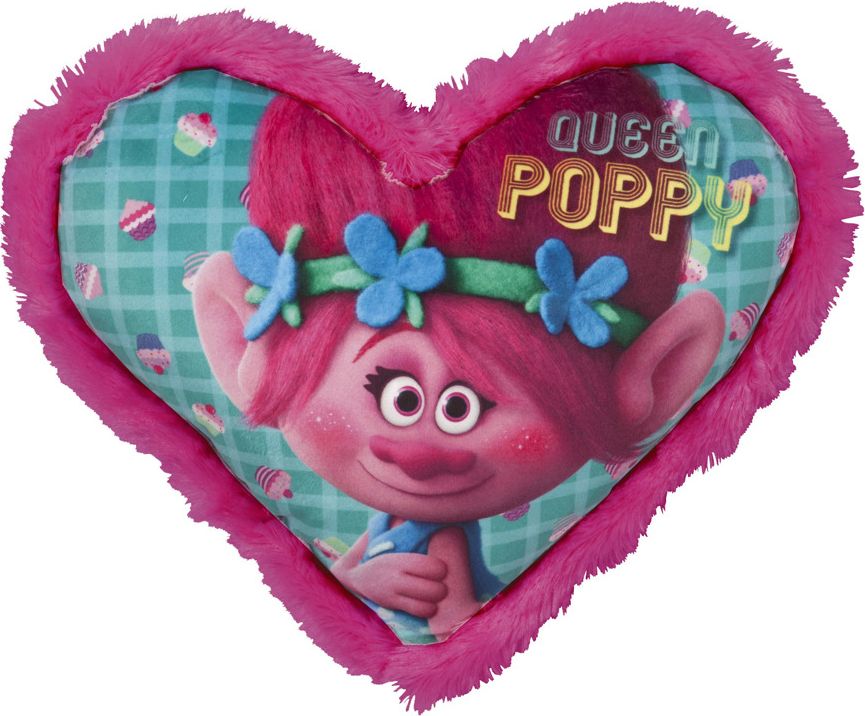 Polštářek Troll Queen Poppy te tvaru srdce - obrázek 1
