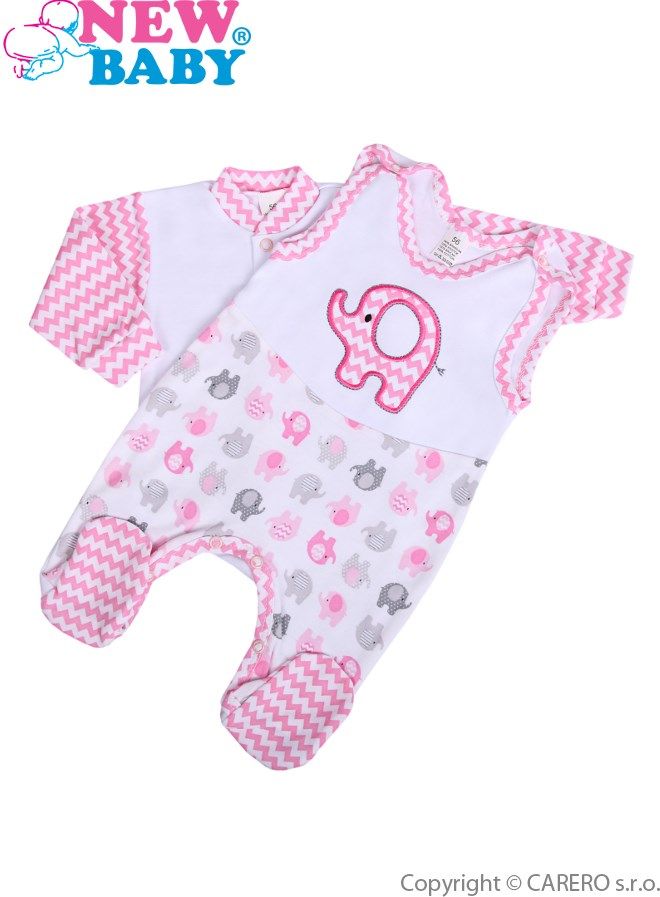 2-dílná soupravička New Baby Sloník bílo-růžová Růžová 68 (4-6m) - obrázek 1