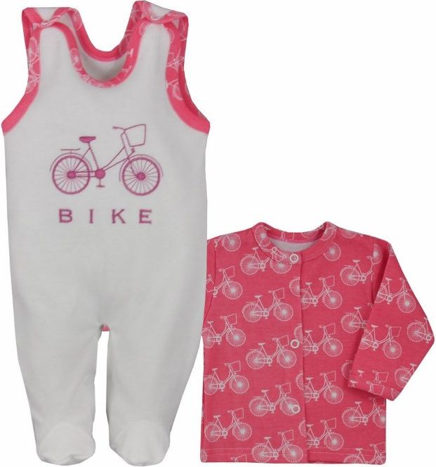 2-dílná roztomilá bavlněná soupravička Koala BIKE bílo-růžová Bílá 56 (0-3m) - obrázek 1