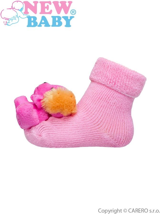 Kojenecké ponožky s chrastítkem New Baby růžové Růžová 74 (6-9m) - obrázek 2