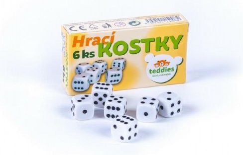 Hrací kostky společenská hra 6ks v krabičce 9x5x2cm - obrázek 1