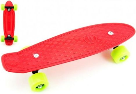 Skateboard - pennyboard 43cm, nosnost 60kg plastové osy, červený, zelená kola - obrázek 1