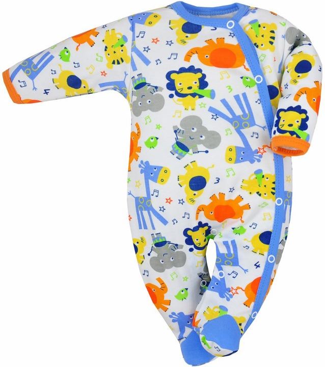 Kojenecký overal Bobas Fashion Zoo modrý Modrá 80 (9-12m) - obrázek 1