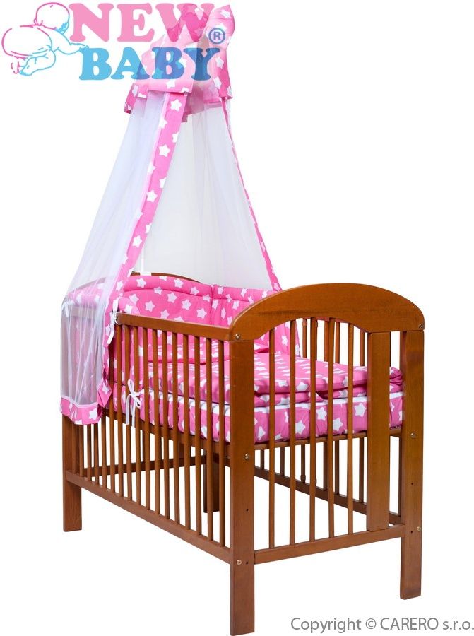 7-dílné ložní povlečení New Baby 90/120 cm  + držák na nebesa hvězdičky růžové Růžová 90/120 cm - obrázek 1