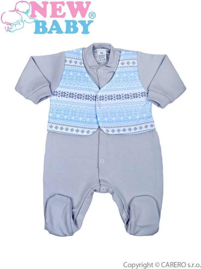 Kojenecký overal New Baby Etnik šedo-modrý Šedá 68 (4-6m) - obrázek 1